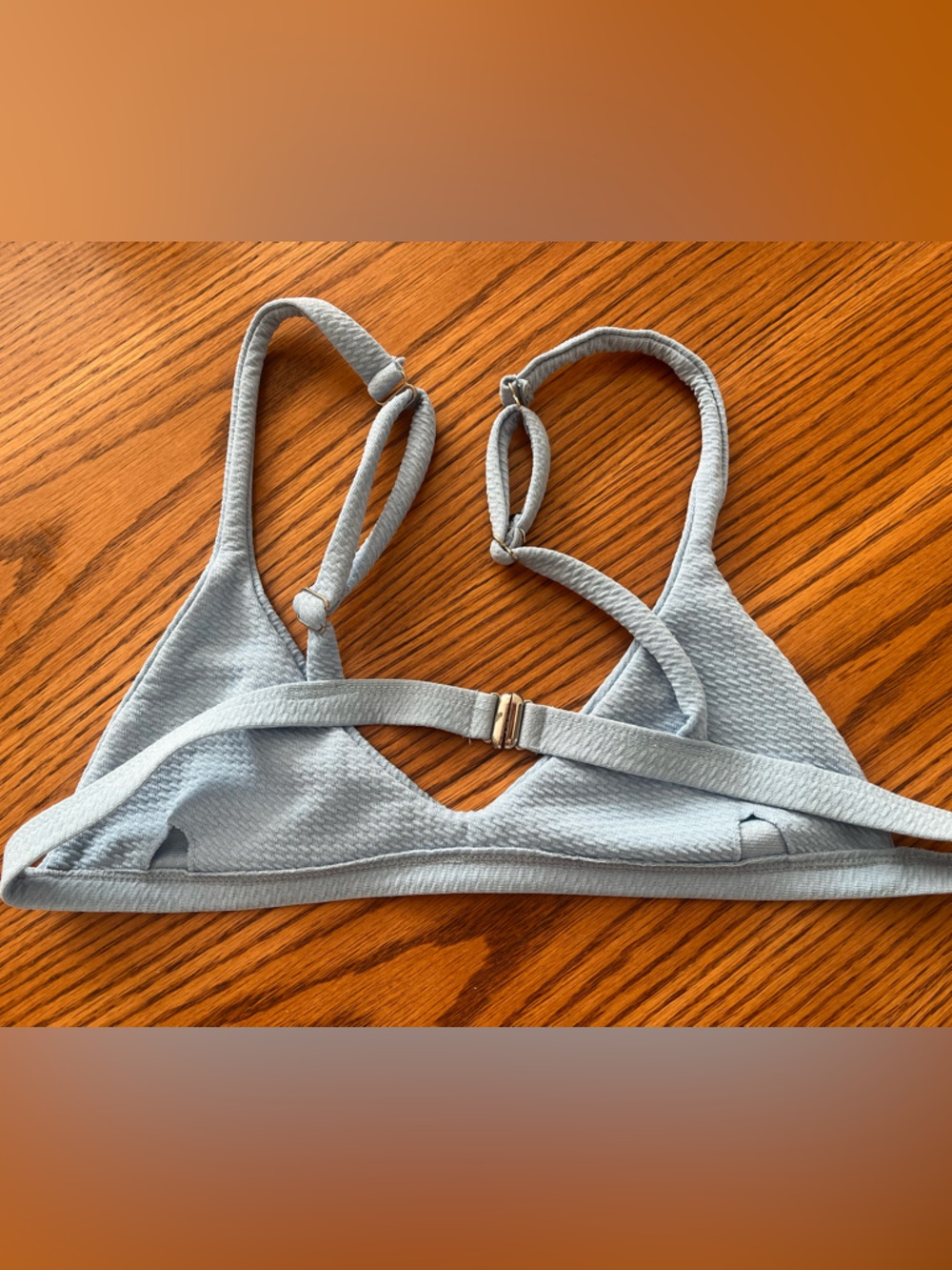 Zaful Light Blue Ribbed Triangle Bikini Top - Picture 2 of 2